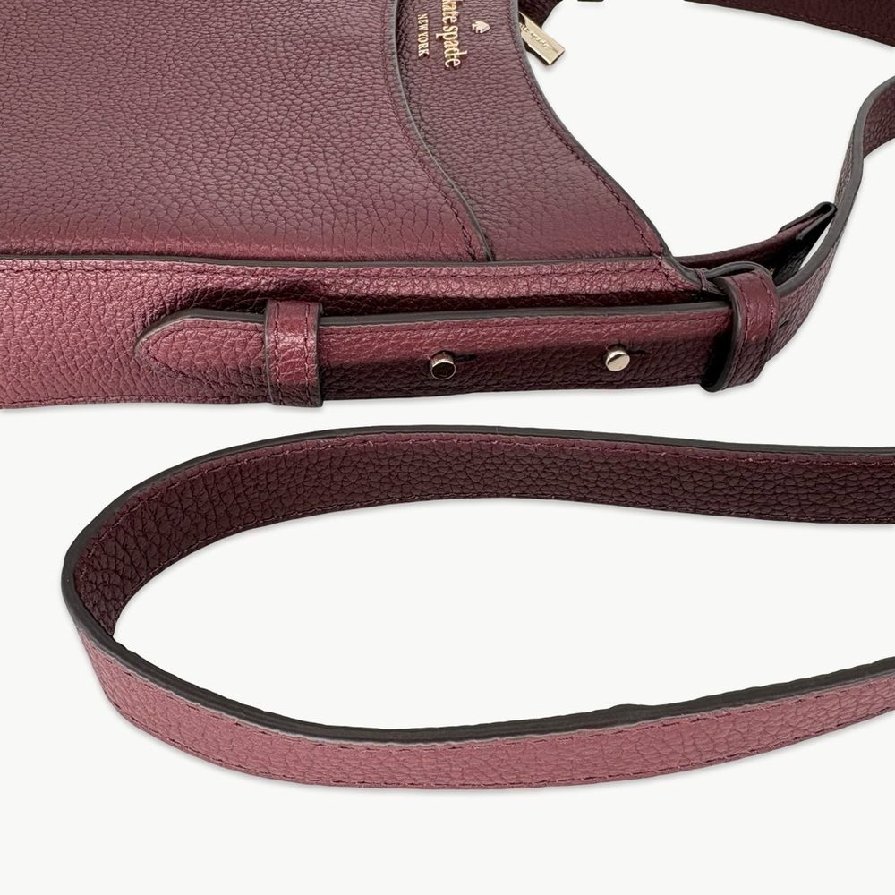 Kate Spade Leila North South Leather Crossbody OS Sherrywood Minimalist Classic - Picture 10 of 16